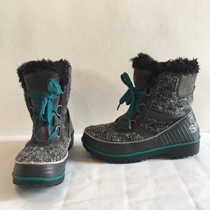 Sorel Waterproof Winter Lace Up Boots Teal & Grey